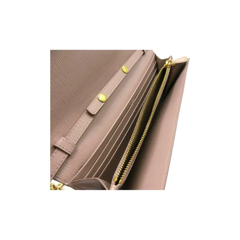 PRADA Leather Wallet Women's Pink Beige-7
