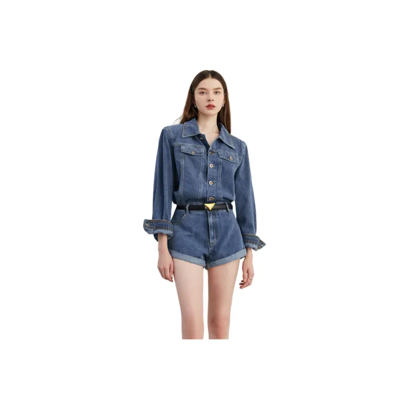 DPLAY Denim Shorts Women's Denim Blue-0