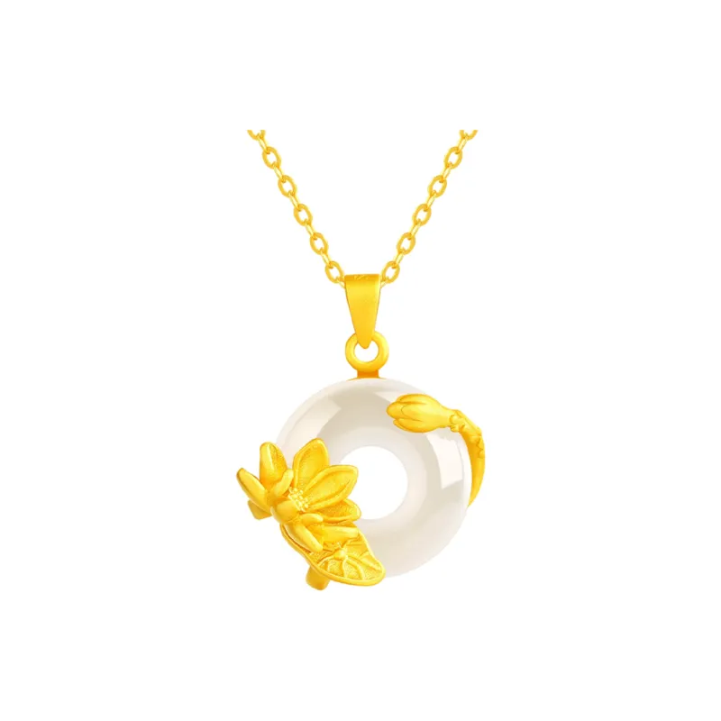 Fortune Gold Chalcedony Jade Necklaces Women's-0