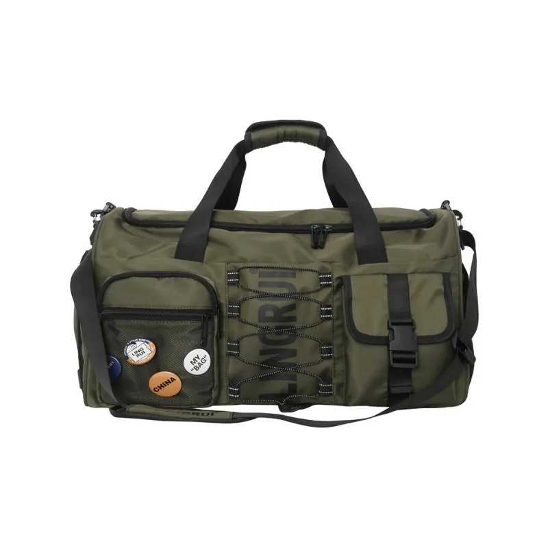 Yalu Nylon Travel Bag Unisex Black/Gray/Green-12