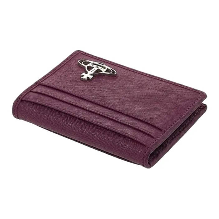 Vivienne Westwood Sapiano Leather Card Holder Men's Fuchsia-3