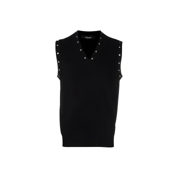 VERSACE Studded V Neck Knitted Vest