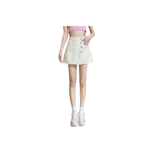 Flowers In Water Denim Short Skirts Women's