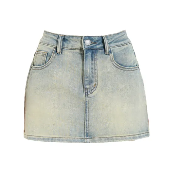 ZXZA Denim Short Skirts Women's Vintage Blue-0