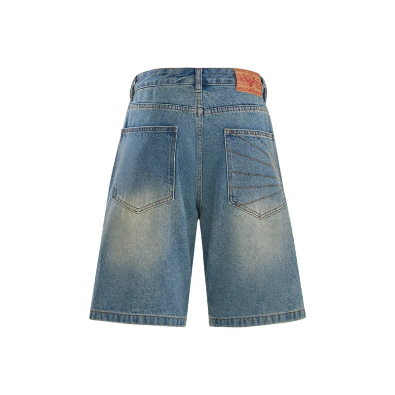 Rose Denim Shorts Women's Vintage Blue-1