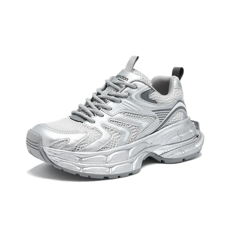 AGSDON Chunky Sneakers Women's Low Top Champagne/Beige Purple/Silver-15