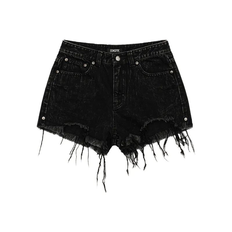 SMFK Denim Shorts Women's Black Denim-0