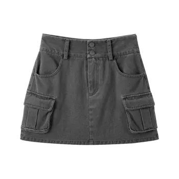 LEDIN Denim Short Skirts Women's Dark Gray