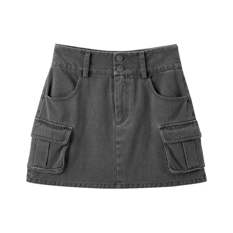 LEDIN Denim Short Skirts Women's Dark Gray-0