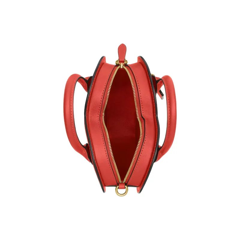 COACH Leather Heart Shaped Bag, One Shoulder Handbag Trumpets Women's Rouge Red-4