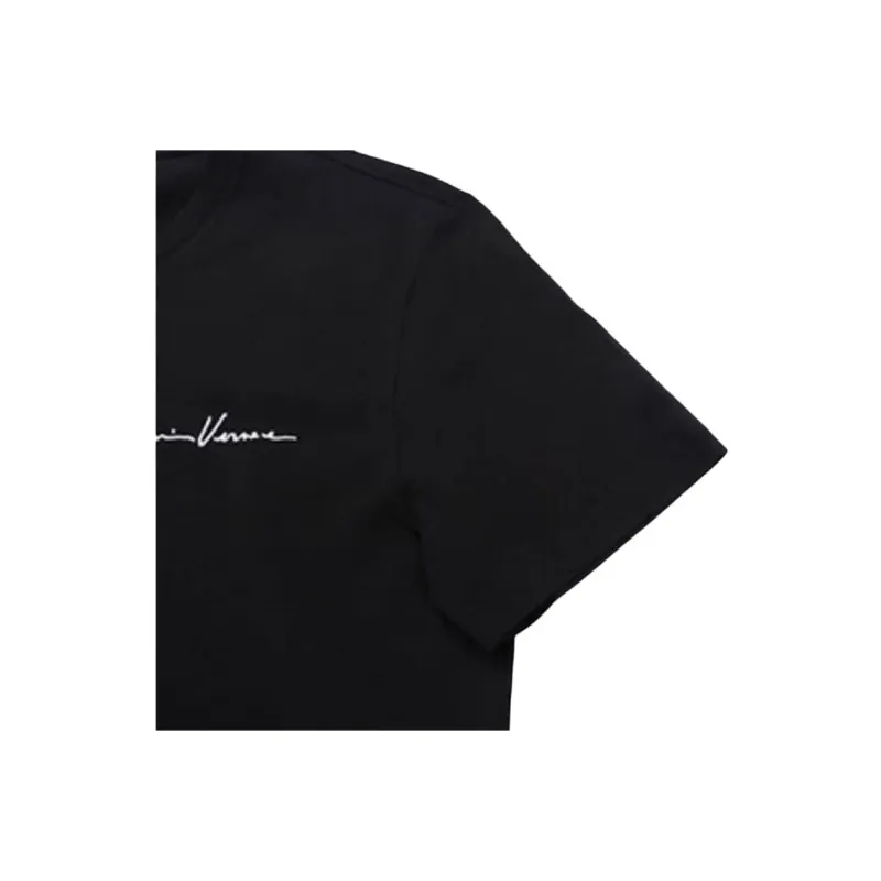 VERSACE Gv Signature Embroidered T Shirt 'Black'-3
