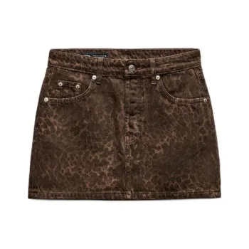 ZARA Denim Short Skirts Women's Leopard Print