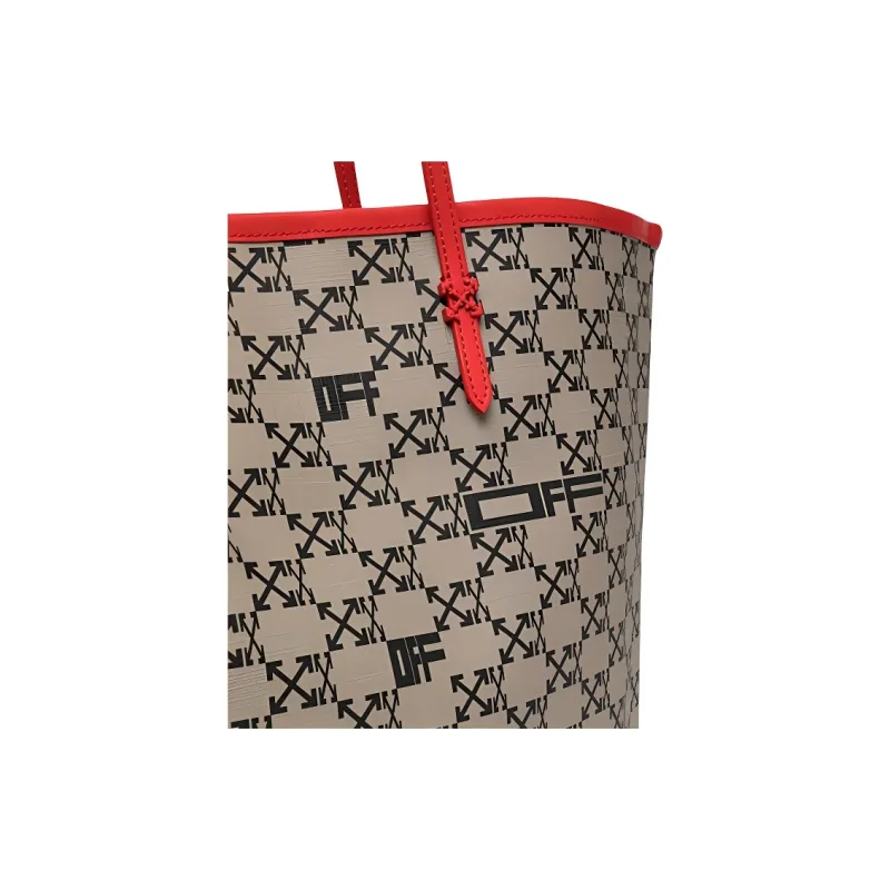 OFF WHITE Arrows Logo Print Tote Bag Taupe/Red-3
