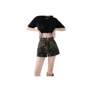 NHZN Denim Shorts Women's Leopard Print