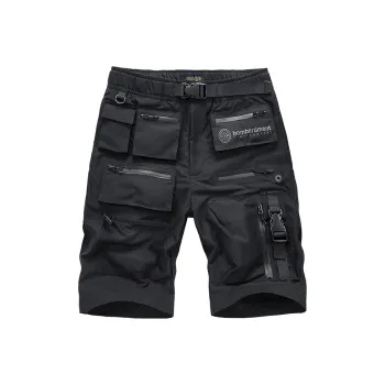 VIP Urban Techwear Multi Pocket Casual Knee Length Pants Cargo Shorts Unisex Black