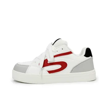 DM Abrasion Resistant Height Increasing Low Top Skateboard Shoes Unisex White Red