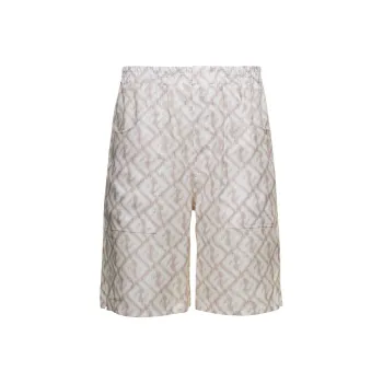 FENDI Abstract print Linen Shorts