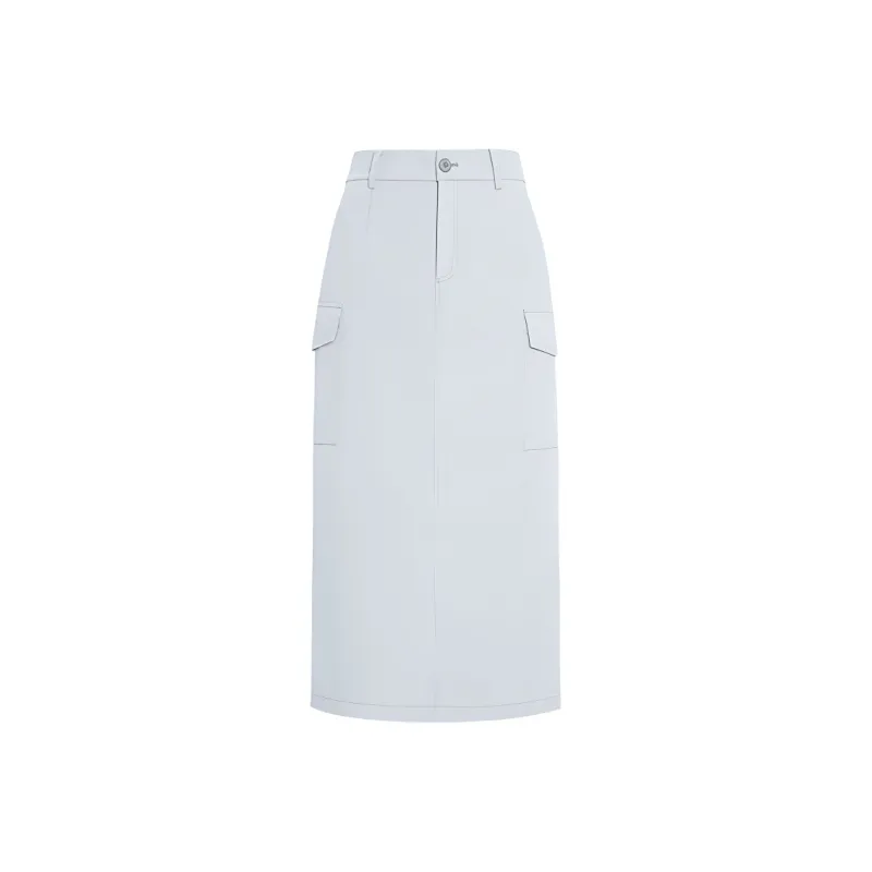 IDPAN Casual Long Skirt Women's Light Gray-0
