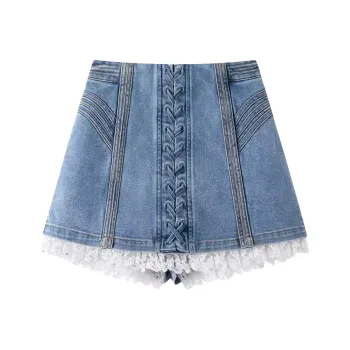 CHARM PICK Denim Short Skirts Women's Blue