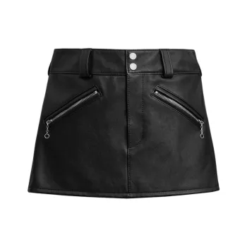 COACH SS25 Leather Short Skirts Women's Black