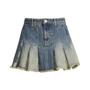 LALABOBO Denim Short Skirts Women's Medium Blue White