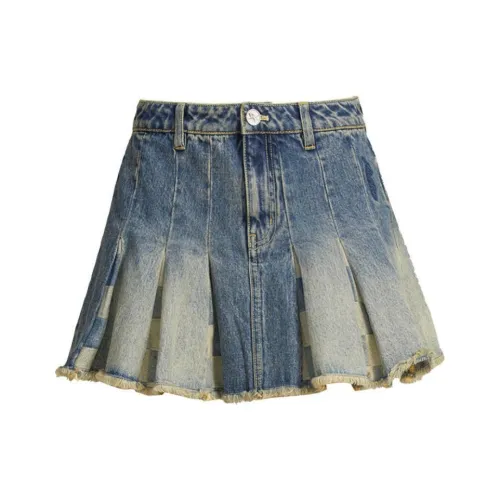 LALABOBO Denim Short Skirts Women's Medium Blue White