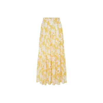 MO&CO Casual Long Skirts Women's Floral Yellow
