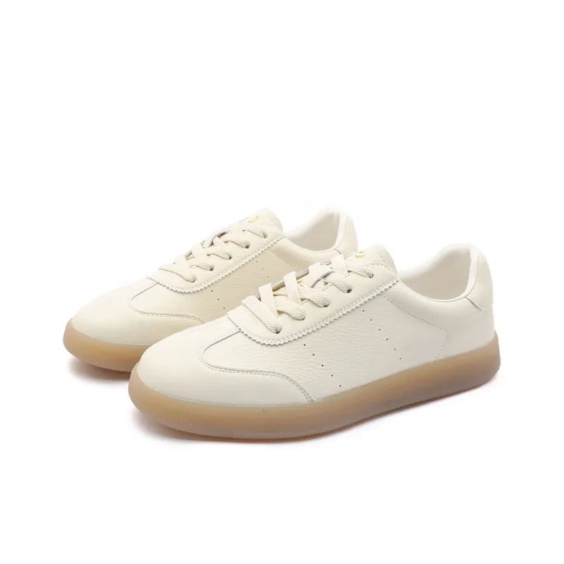 JOSINY German Army Trainers Low Top Skateboard Shoes Women's Ecru-2