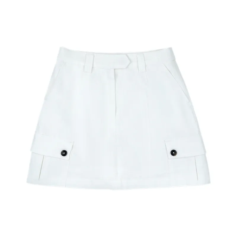 FAIRFAFO Denim Short Skirts Women's White-0