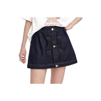 ELF SACK Denim Short Skirts Women's Washed Denim Blue