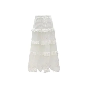 Spicy Gals Casual Long Skirt Women's White