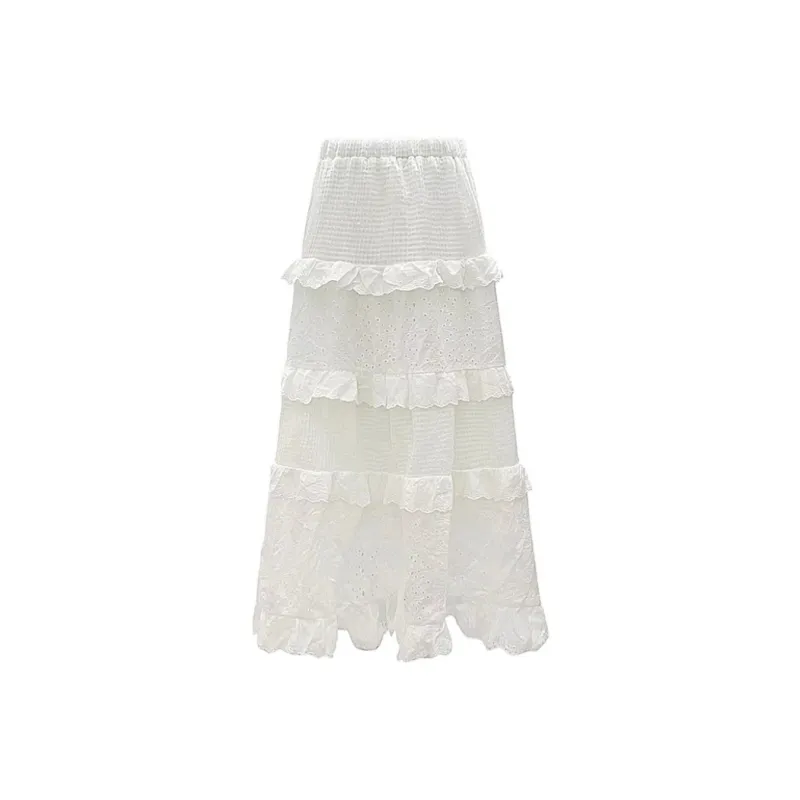 Spicy Gals Casual Long Skirt Women's White-0