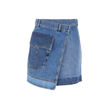 PHILOSOPHY DI LORENZO SERAFINI Wraparound Mini Denim Skirt