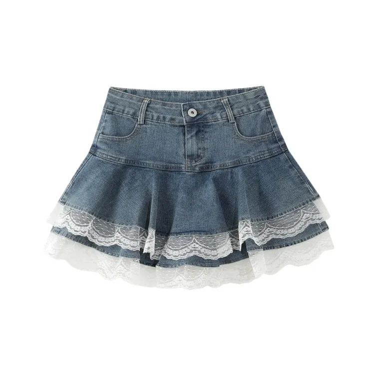 YGPRW Denim Short Skirts Women's-0