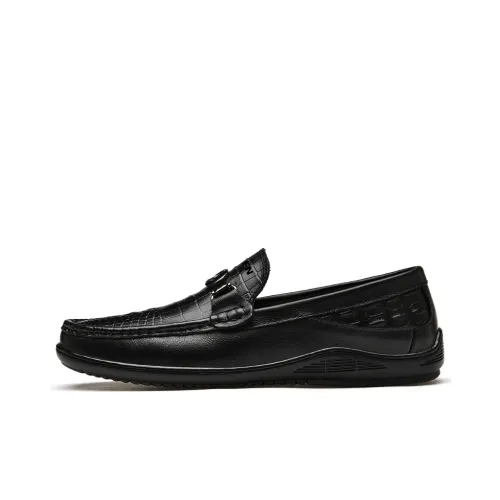 AIPSEN Casual Shoes Men's Black Crocodile Pattern