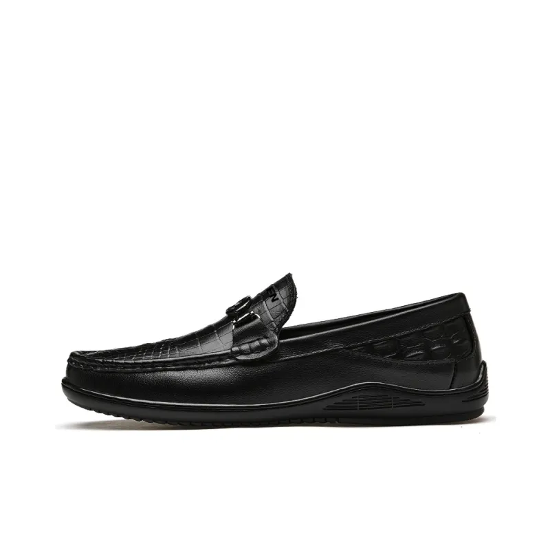 AIPSEN Casual Shoes Men's Black Crocodile Pattern-0