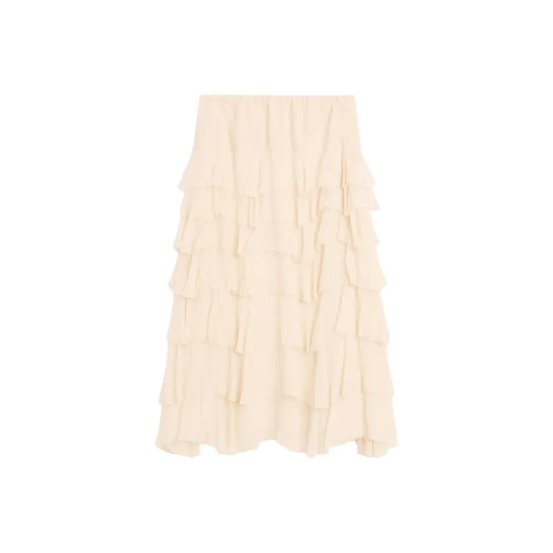 Massimo Dutti Casual Long Skirt Women's Ecru-0