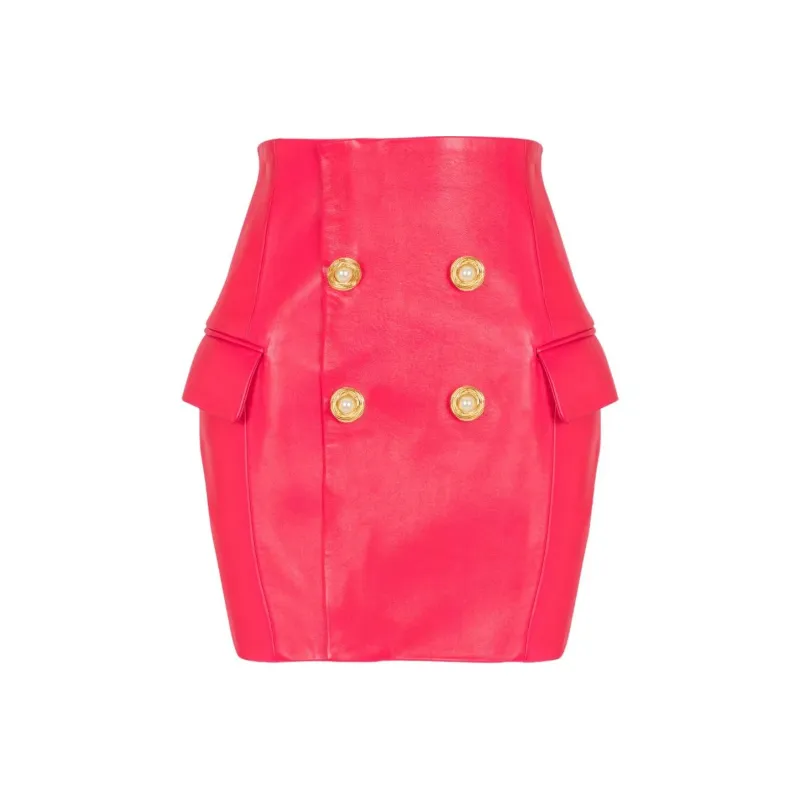 BALMAIN Lambskin Mini Skirt-0