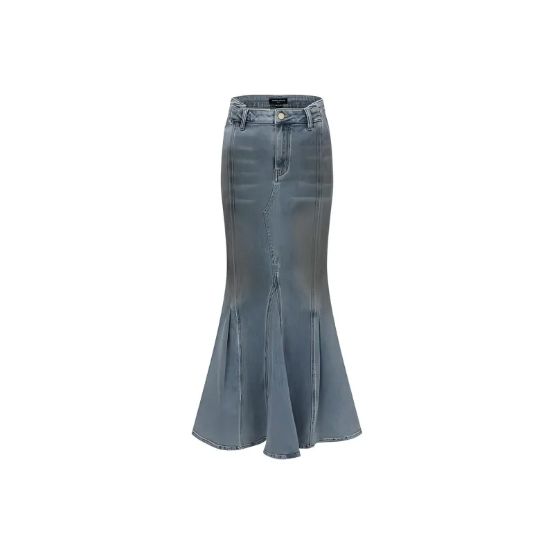 URBAN REVIVO Denim Short Skirts Women's Medium Gray Blue-0
