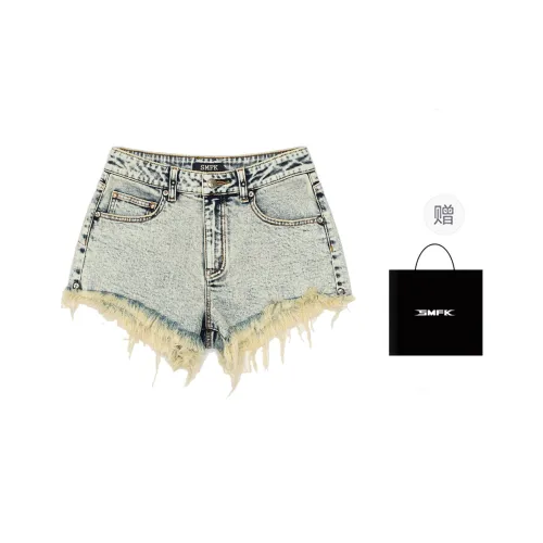 SMFK Denim Shorts Women's White Snowflake