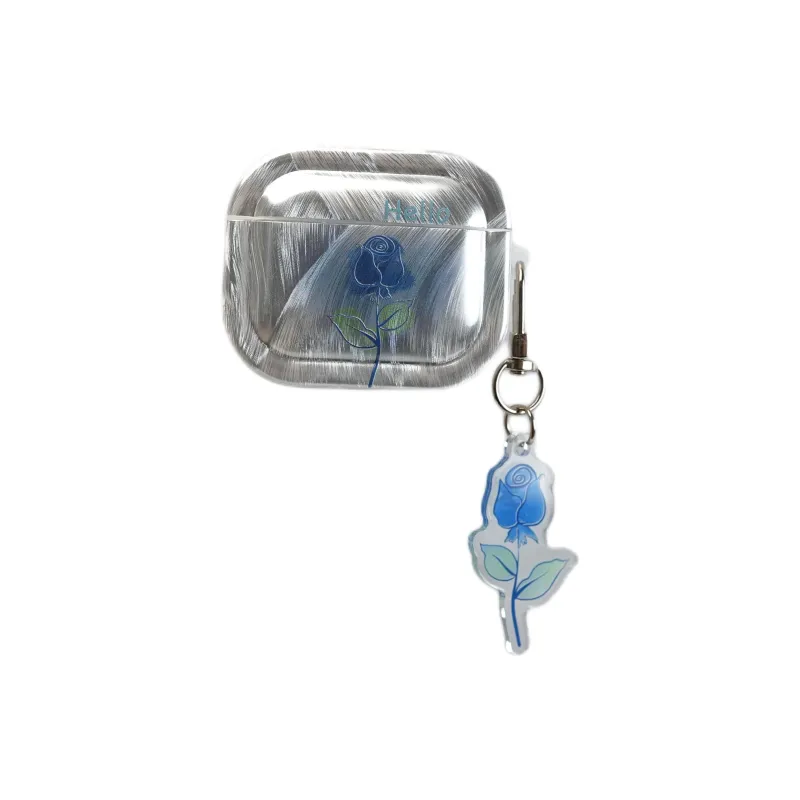 Wei Xin Apple AirPods 4/2/3/4th Generation/AirPods Pro/Pro 2 TPU Camlet Blended Blue Rose Pendant Headphone Cases-5