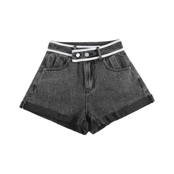 FAWENXIANGZI Denim Shorts Women's Smoke Gray