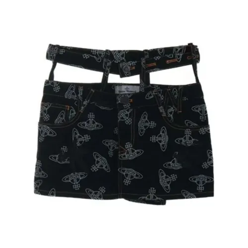 Vivienne Westwood Denim Short Skirts Women's Black