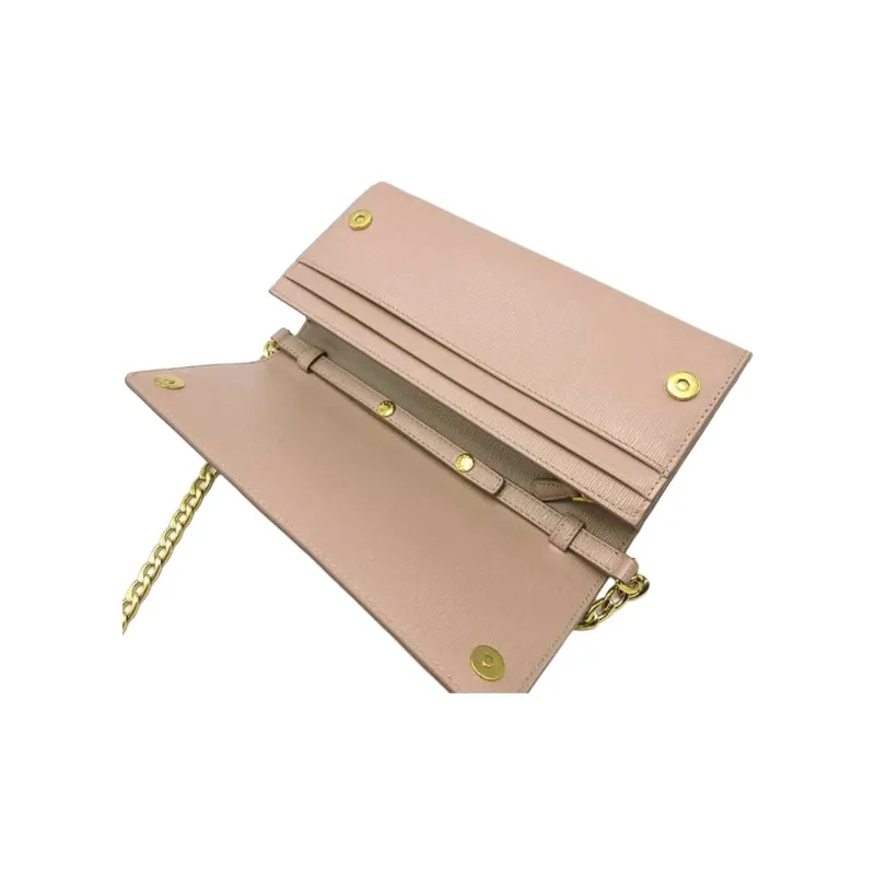 PRADA Leather Wallet Women's Pink Beige-6