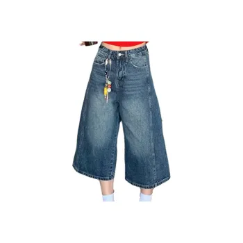 NVRFRGT Denim Shorts Women's Deep Indigo Capri Pants