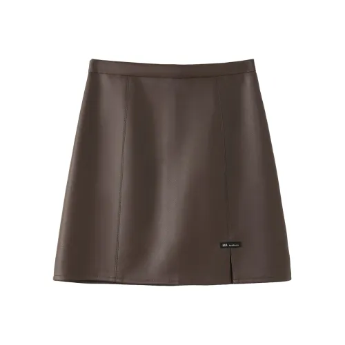 0571 Family Leather Short Skirts Skirt Women's Coffee