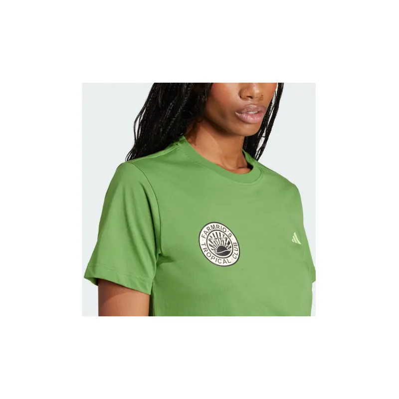 Adidas Women's Farm Graphic T Shirt Crew Green-4
