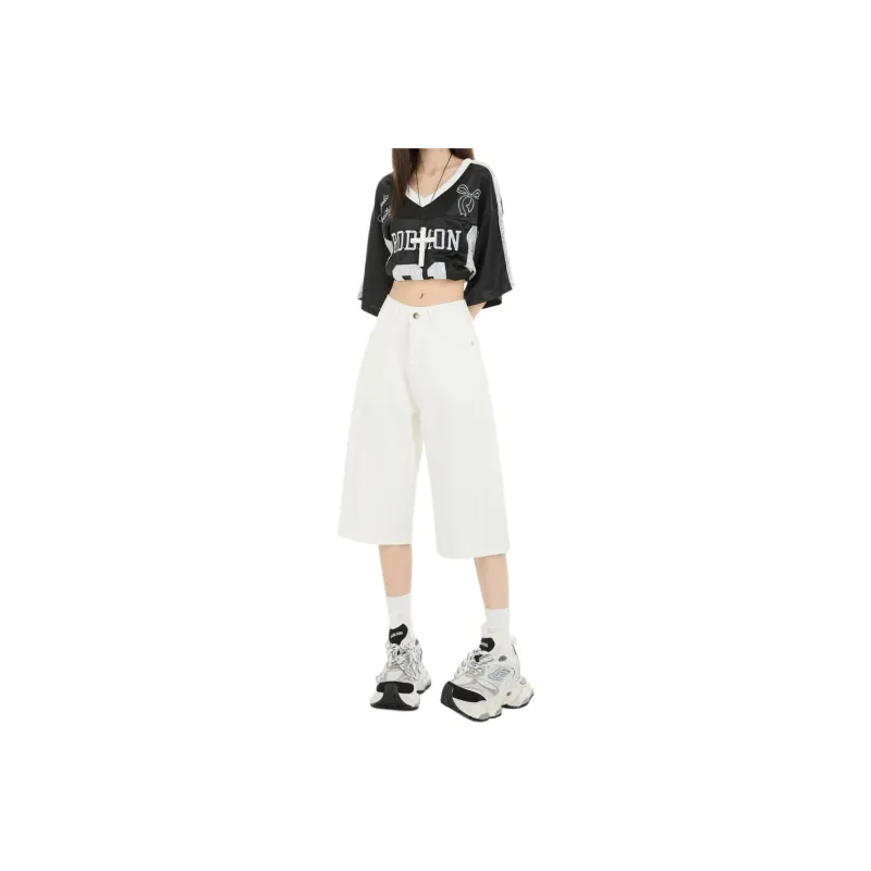 HELEH Denim Shorts Women's White-0