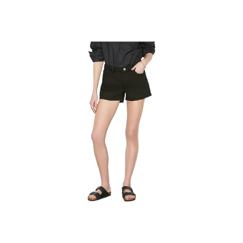 FRAME Le Grand Garcon Distressed Denim Shorts-0