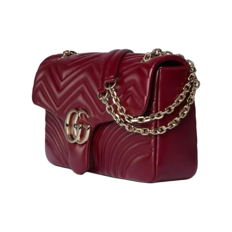 GUCCI GG Marmont Lambskin Shoulder Bag Tubas Women's Red-1